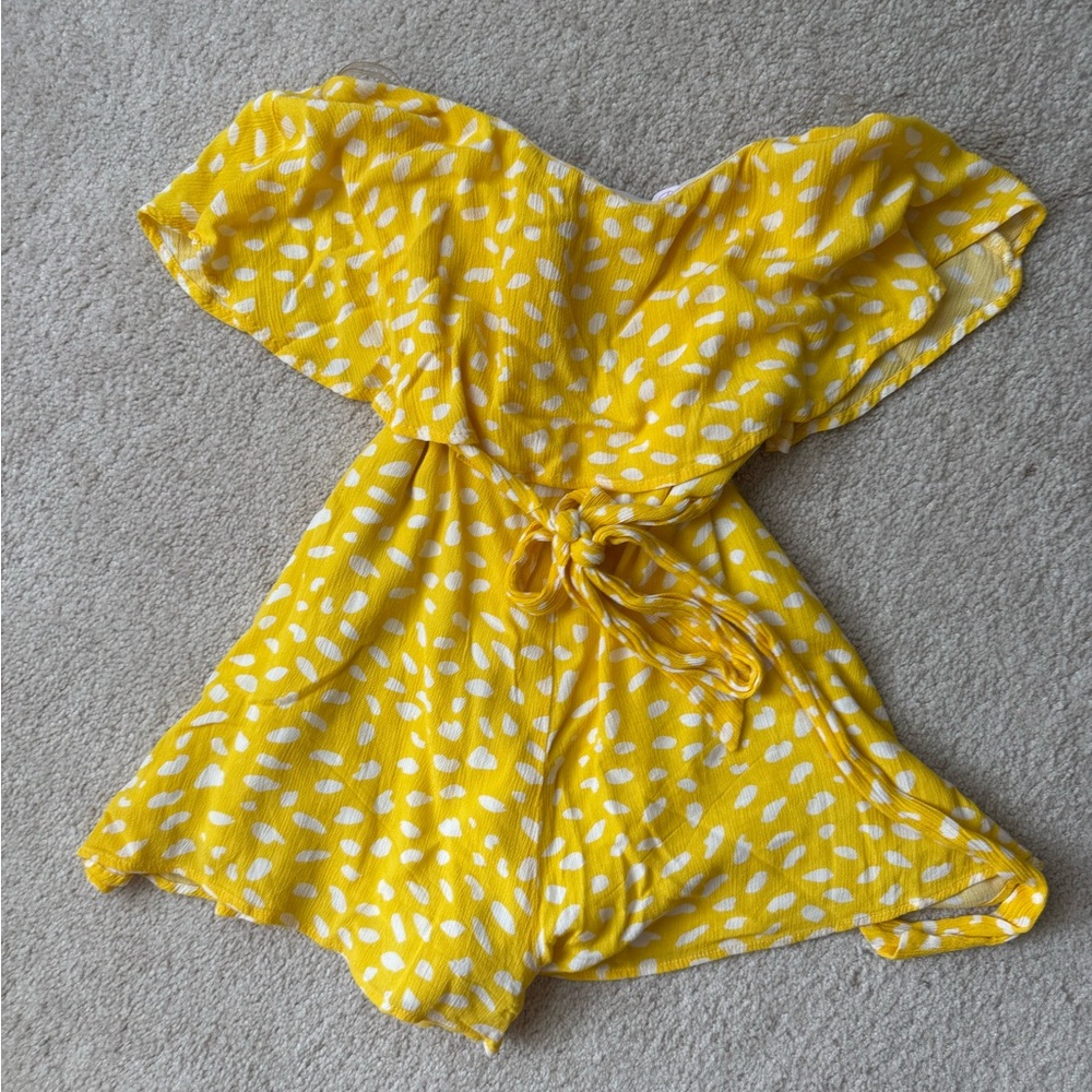 Pink Lily yellow strapless romper